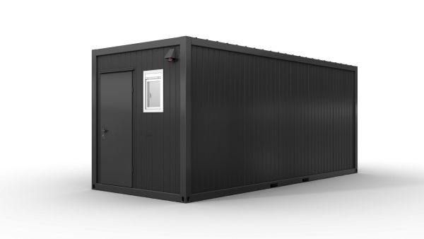 Bürocontainer mit WC, 6055 x 2435 x 2600 mm (L x B x H),  inkl. Elektropaket und Sanitäreinrichtung, 2 Fenster, Lackierung RAL 7016 anthrazit - Variante 5
