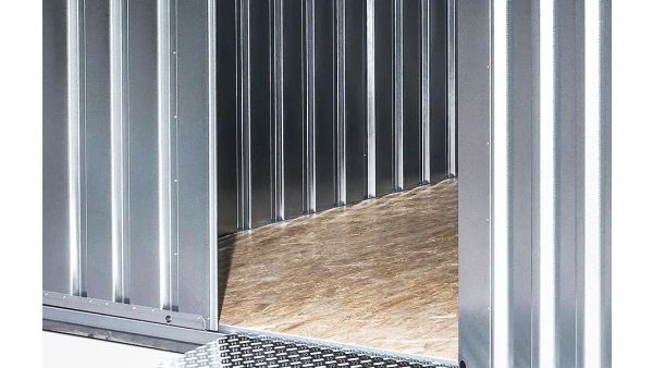 Lagercontainer - Schnellbaucontainer 12 qm, L6100xB2300 mm, Höhe 2445 mm, Doppelflügeltür mittig in Breitseite, Boden OSB 3 Platte, verzinkt Lagercontainer - Schnellbaucontainer 12 qm, L6100xB2300 mm, Höhe 2445 mm, Doppelflügeltür mittig in Breitseite, Boden OSB 3 Platte, verzinkt