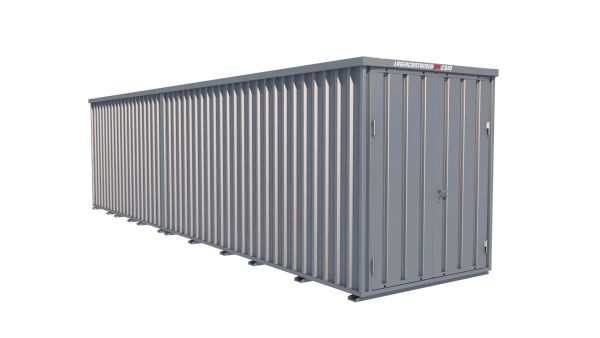 Lagercontainer - Schnellbaucontainer 18 qm, L9100xB2100 mm, Höhe 2100 mm, Doppelflügeltür mittig in Breitseite, Boden OSB 3 Platte, verzinkt Lagercontainer - Schnellbaucontainer 18 qm, L9100xB2100 mm, Höhe 2100 mm, Doppelflügeltür mittig in Breitseite, Boden OSB 3 Platte, verzinkt