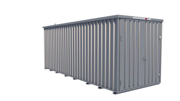 Lagercontainer - Schnellbaucontainer 12 qm, L6100xB2300 mm, Höhe 2445 mm, Doppelflügeltür mittig in Breitseite, Boden OSB 3 Platte, verzinkt Lagercontainer - Schnellbaucontainer 12 qm, L6100xB2300 mm, Höhe 2445 mm, Doppelflügeltür mittig in Breitseite, Boden OSB 3 Platte, verzinkt