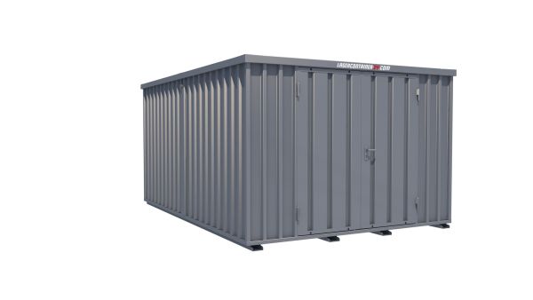 Lagercontainer - Schnellbaucontainer 12 qm, L3100xB4200 mm, Höhe 2100 mm, Doppelflügeltür mittig in Längsseite, Boden OSB 3 Platte, verzinkt Lagercontainer - Schnellbaucontainer 12 qm, L3100xB4200 mm, Höhe 2100 mm, Doppelflügeltür mittig in Längsseite, Boden OSB 3 Platte, verzinkt