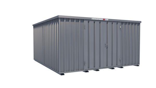 Lagercontainer - Schnellbaucontainer 16 qm, L4100xB4200 mm, Höhe 2100 mm, Doppelflügeltür mittig in Längsseite, Boden OSB 3 Platte, verzinkt Lagercontainer - Schnellbaucontainer 16 qm, L4100xB4200 mm, Höhe 2100 mm, Doppelflügeltür mittig in Längsseite, Boden OSB 3 Platte, verzinkt