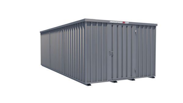 Lagercontainer - Schnellbaucontainer 18 qm, L3100xB6300 mm, Höhe 2100 mm, Einflügeltür mittig in Längsseite, Boden OSB 3 Platte, verzinkt Lagercontainer - Schnellbaucontainer 18 qm, L3100xB6300 mm, Höhe 2100 mm, Einflügeltür mittig in Längsseite, Boden OSB 3 Platte, verzinkt