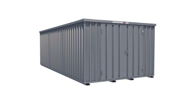 Lagercontainer - Schnellbaucontainer 18 qm, L3100xB6300 mm, Höhe 2100 mm, Doppelflügeltür mittig in Längsseite, Boden OSB 3 Platte, verzinkt Lagercontainer - Schnellbaucontainer 18 qm, L3100xB6300 mm, Höhe 2100 mm, Doppelflügeltür mittig in Längsseite, Boden OSB 3 Platte, verzinkt