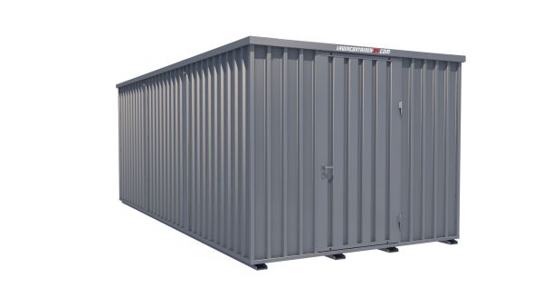 Lagercontainer - Schnellbaucontainer 18 qm, L3100xB6300 mm, Höhe 2445 mm, Einflügeltür mittig in Längsseite, Boden OSB 3 Platte, verzinkt Lagercontainer - Schnellbaucontainer 18 qm, L3100xB6300 mm, Höhe 2445 mm, Einflügeltür mittig in Längsseite, Boden OSB 3 Platte, verzinkt
