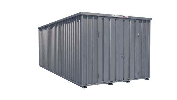 Lagercontainer - Schnellbaucontainer 18 qm, L3100xB6300 mm, Höhe 2445 mm, Doppelflügeltür mittig in Längsseite, Boden OSB 3 Platte, verzinkt Lagercontainer - Schnellbaucontainer 18 qm, L3100xB6300 mm, Höhe 2445 mm, Doppelflügeltür mittig in Längsseite, Boden OSB 3 Platte, verzinkt