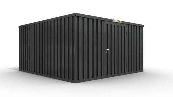 Lagercontainer 2er-Kombination mit Drehflügeltür mittig in Breitseite, H2216x B4020 x T4710 mm, anthrazit, zerlegt