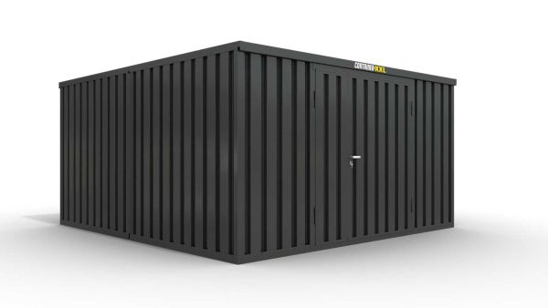 Lagercontainer 2er-Kombination mit Doppel-Drehflügeltür mittig in Breitseite, H2216x B4020 x T4710 mm, anthrazit, zerlegt