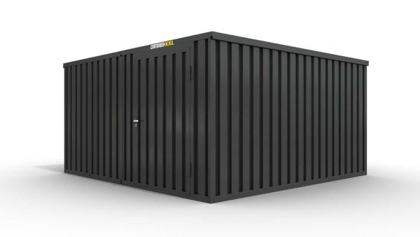 Lagercontainer 2er-Kombination mit Drehflügeltür mittig in Stirnseite, H2216x B5055 x T4710 mm, anthrazit, zerlegt Lagercontainer 2er-Kombination mit Drehflügeltür mittig in Stirnseite, H2216x B5055 x T4710 mm, anthrazit, zerlegt