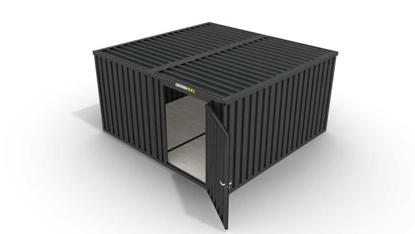 Lagercontainer 2er-Kombination mit Drehflügeltür mittig in Stirnseite, H2216x B4020 x T4710 mm, anthrazit, zerlegt