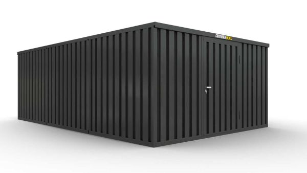 Lagercontainer 3er-Kombination mit Drehflügeltür mittig in Breitseite, H2196 x B2985 x T7050 mm, anthrazit, zerlegt