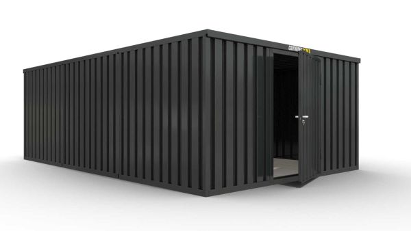 Lagercontainer 3er-Kombination mit Drehflügeltür mittig in Breitseite, H2196 x B2985 x T7050 mm, anthrazit, zerlegt