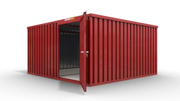 Lagercontainer 2er-Kombination mit Drehflügeltür mittig in Stirnseite, H2216x B4020 x T4710 mm, feuerrot, zerlegt