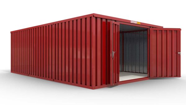 Lagercontainer 3er-Kombination mit Doppel-Drehflügeltür mittig in Breitseite, H2216 x B5055 x T7050 mm, feuerrot, zerlegt Lagercontainer 3er-Kombination mit Doppel-Drehflügeltür mittig in Breitseite, H2216 x B5055 x T7050 mm, feuerrot, zerlegt