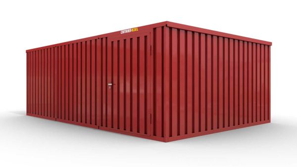 Lagercontainer 3er-Kombination mit Drehflügeltür mittig in Stirnseite, H2216 x B4020 x T7050 mm, feuerrot, zerlegt