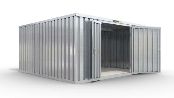 Lagercontainer 2er-Kombination mit Doppel-Drehflügeltür mittig in Breitseite, H2196 x B2985 x T4710 mm, verzinkt, zerlegt Lagercontainer 2er-Kombination mit Doppel-Drehflügeltür mittig in Breitseite, H2196 x B2985 x T4710 mm, verzinkt, zerlegt