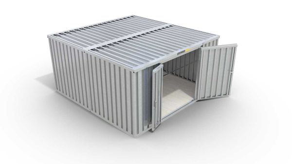 Lagercontainer 2er-Kombination mit Doppel-Drehflügeltür mittig in Breitseite, H2216x B5055 x T4710 mm, verzinkt, zerlegt Lagercontainer 2er-Kombination mit Doppel-Drehflügeltür mittig in Breitseite, H2216x B5055 x T4710 mm, verzinkt, zerlegt