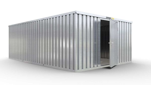 Lagercontainer 3er-Kombination mit Drehflügeltür mittig in Breitseite, H2196 x B2985 x T7050 mm, verzinkt, zerlegt