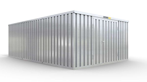 Lagercontainer 3er-Kombination mit Doppel-Drehflügeltür mittig in Breitseite, H2196 x B2985 x T7050 mm, verzinkt, zerlegt