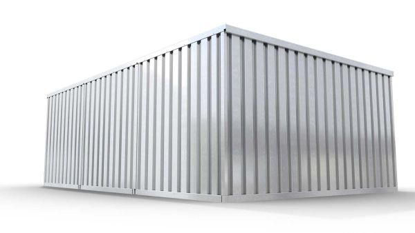 Lagercontainer 3er-Kombination mit Drehflügeltür mittig in Stirnseite, H2216 x B5055 x T7050 mm, verzinkt, zerlegt