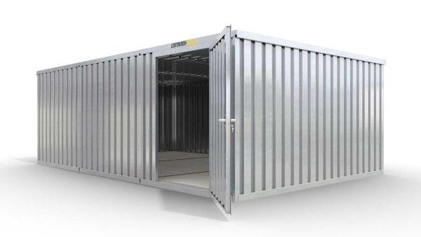 Lagercontainer 3er-Kombination mit Drehflügeltür mittig in Stirnseite, H2196 x B2985 x T7050 mm, verzinkt, zerlegt