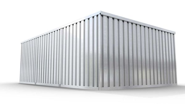 Lagercontainer 3er-Kombination mit Doppel-Drehflügeltür mittig in Stirnseite, H2196 x B2985 x T7050 mm, verzinkt, zerlegt