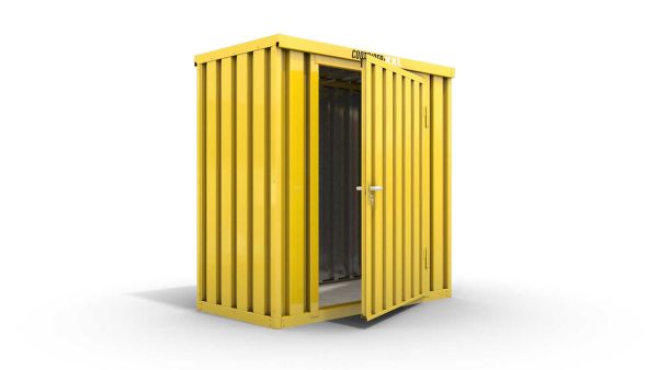 Lagercontainer mit Drehflügeltür mittig in Breitseite, H2196 x B2350 x T915 mm, signalgelb, zerlegt