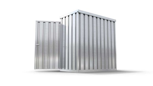 Lagercontainer mit Drehflügeltür mittig in Stirnseite, H2196 x B2350 x T1950 mm, verzinkt, zerlegt