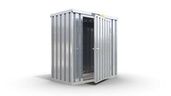Lagercontainer mit Drehflügeltür mittig in Breitseite, H2196 x B2350 x T915 mm, verzinkt, zerlegt