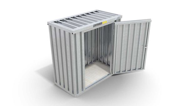 Lagercontainer mit Drehflügeltür mittig in Breitseite, H2196 x B2350 x T1950 mm, verzinkt, zerlegt