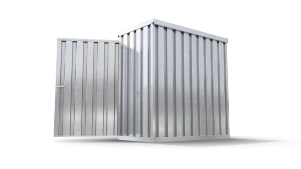 Lagercontainer mit Doppel-Drehflügeltür mittig in Breitseite, H2196 x B2985 x T2350 mm, verzinkt, zerlegt