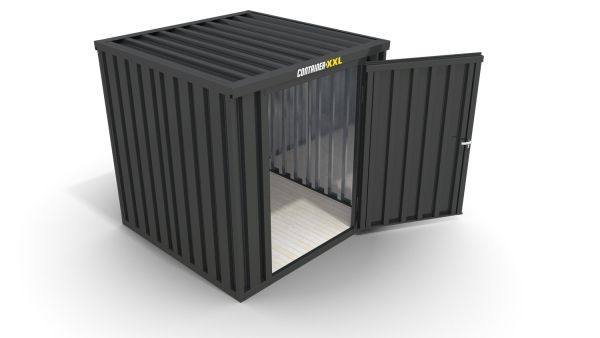 Lagercontainer mit Drehflügeltür mittig in Breitseite, H2196 x B2350 x T1950 mm, anthrazit, zerlegt