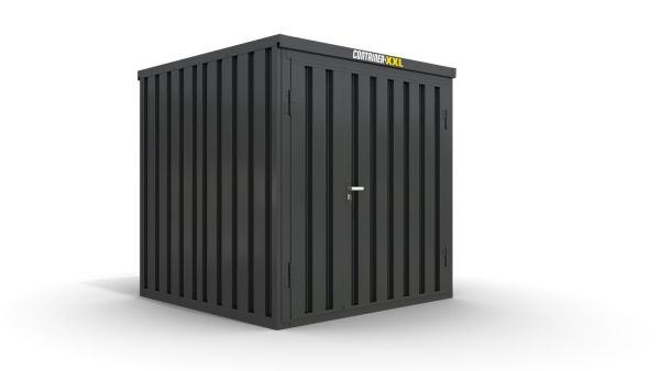 Lagercontainer mit Doppel-Drehflügeltür mittig in Breitseite, H2196 x B2350 x T1950 mm, anthrazit, zerlegt