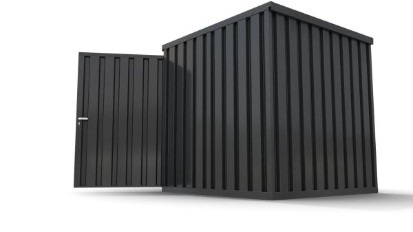 Lagercontainer mit Doppel-Drehflügeltür mittig in Breitseite, H2196 x B2350 x T1950 mm, anthrazit, zerlegt