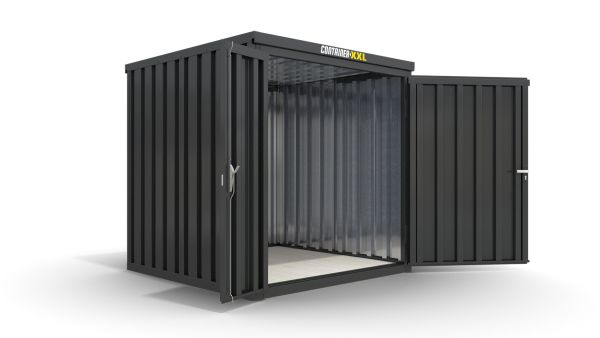 Lagercontainer mit Doppel-Drehflügeltür mittig in Breitseite, H2196 x B2350 x T1950 mm, anthrazit, zerlegt