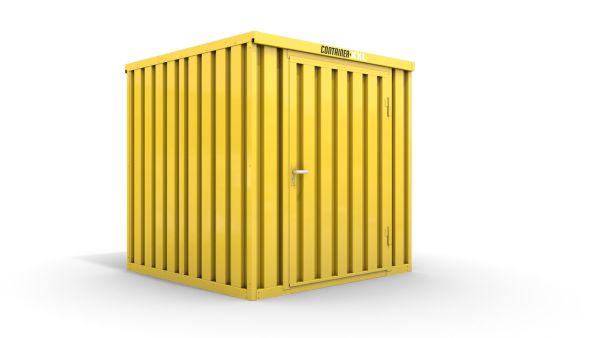 Lagercontainer mit Drehflügeltür mittig in Breitseite, H2196 x B2350 x T1950 mm, signalgelb, zerlegt