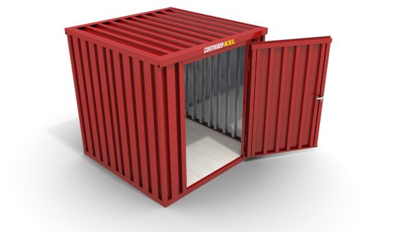 Lagercontainer mit Drehflügeltür mittig in Breitseite, H2196 x B2350 x T1950 mm, feuerrot, zerlegt