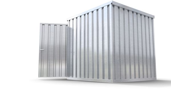 Lagercontainer mit Drehflügeltür mittig in Breitseite, H2196 x B2350 x T1950 mm, verzinkt, zerlegt