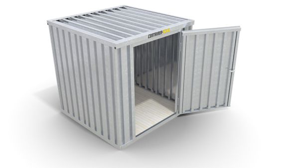 Lagercontainer mit Drehflügeltür mittig in Breitseite, H2196 x B2350 x T1950 mm, verzinkt, zerlegt