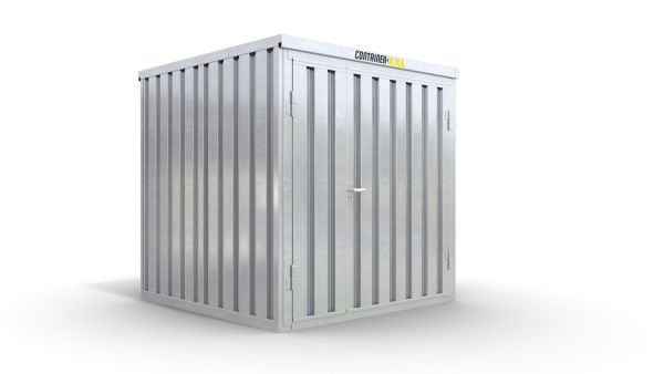 Lagercontainer mit Doppel-Drehflügeltür mittig in Breitseite, H2196 x B2350 x T1950 mm, verzinkt, zerlegt