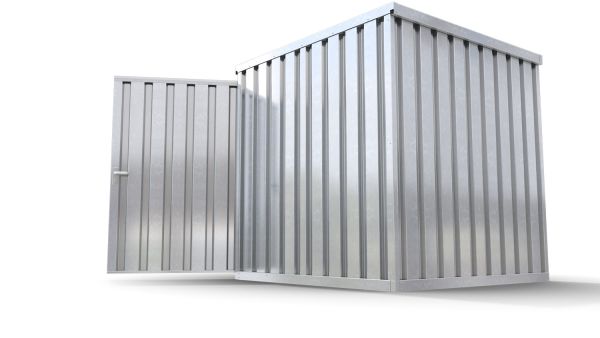 Lagercontainer mit Doppel-Drehflügeltür mittig in Stirnseite, H2196 x B2350 x T1950 mm, verzinkt, zerlegt