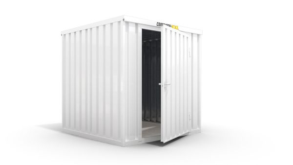 Lagercontainer isoliert – 4 qm, HxBxT: 2465 x 2100 x 2170 mm, grauweis, 1180 mm Einflügeltür in Breitseite, montiert Lagercontainer isoliert – 4 qm, HxBxT: 2465 x 2100 x 2170 mm, grauweis, 1180 mm Einflügeltür in Breitseite, montiert