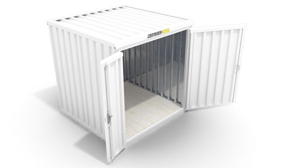 Lagercontainer isoliert – 4 qm, HxBxT: 2465 x 2100 x 2170 mm, grauweis, 1840 mm Doppelflügeltür in Breitseite, montiert Lagercontainer isoliert – 4 qm, HxBxT: 2465 x 2100 x 2170 mm, grauweis, 1840 mm Doppelflügeltür in Breitseite, montiert