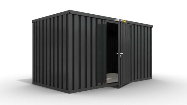 Lagercontainer mit Drehflügeltür mittig in Breitseite, H2216 x B5055 x T2350 mm, anthrazit, zerlegt Lagercontainer mit Drehflügeltür mittig in Breitseite, H2216 x B5055 x T2350 mm, anthrazit, zerlegt