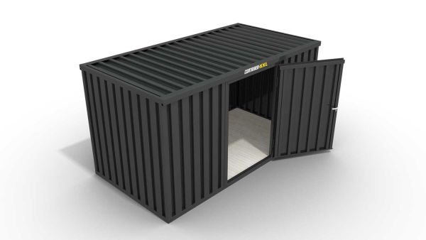 Lagercontainer mit Drehflügeltür mittig in Breitseite, H2216 x B4020 x T2350 mm, anthrazit, zerlegt