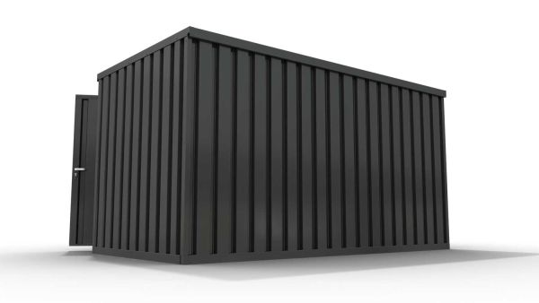 Lagercontainer mit Doppel-Drehflügeltür mittig in Breitseite, H2216 x B6090 x T2350 mm, anthrazit, zerlegt