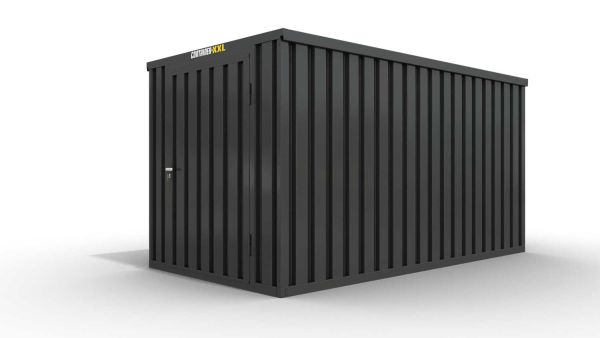 Lagercontainer mit Drehflügeltür mittig in Stirnseite, H2216 x B4020 x T2350 mm, anthrazit, zerlegt