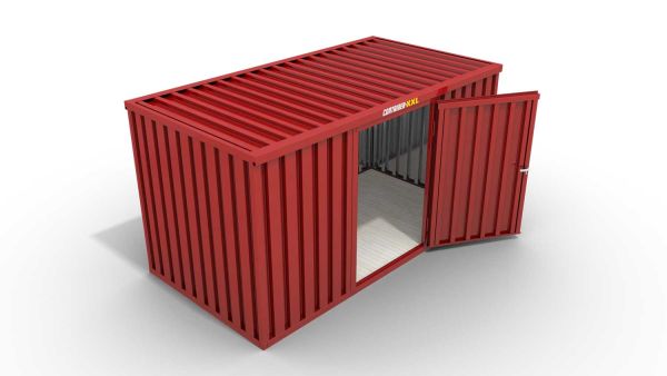 Lagercontainer mit Drehflügeltür mittig in Breitseite, H2216 x B6090 x T2350 mm, feuerrot, zerlegt