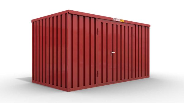 Lagercontainer mit Doppel-Drehflügeltür mittig in Breitseite, H2216 x B4020 x T2350 mm, feuerrot, zerlegt Lagercontainer mit Doppel-Drehflügeltür mittig in Breitseite, H2216 x B4020 x T2350 mm, feuerrot, zerlegt