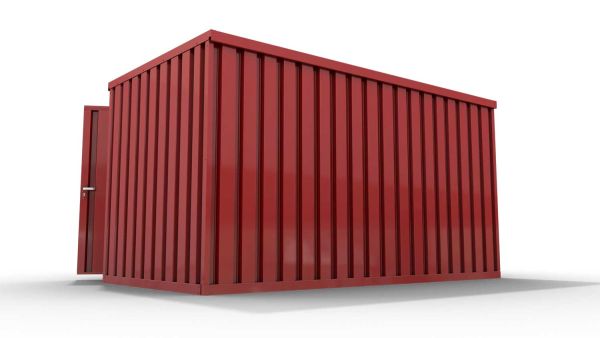 Lagercontainer mit Doppel-Drehflügeltür mittig in Breitseite, H2216 x B4020 x T2350 mm, feuerrot, zerlegt Lagercontainer mit Doppel-Drehflügeltür mittig in Breitseite, H2216 x B4020 x T2350 mm, feuerrot, zerlegt